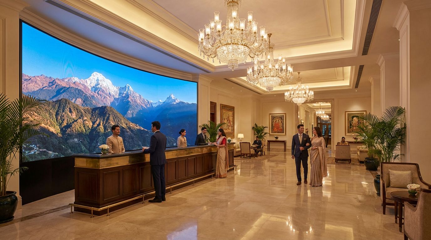 LED display in luxury hotel lobby India