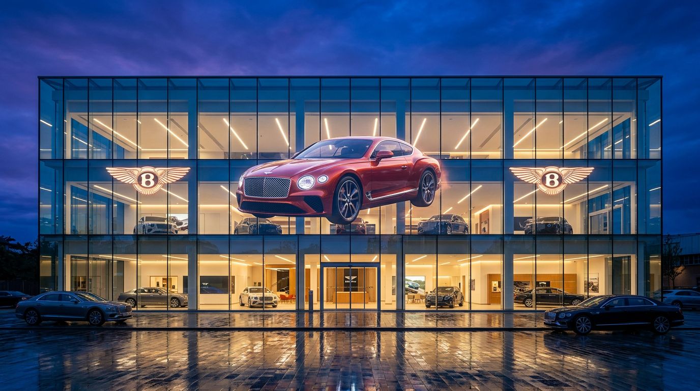 Multi-storey Bentley holographic transparent LED facade