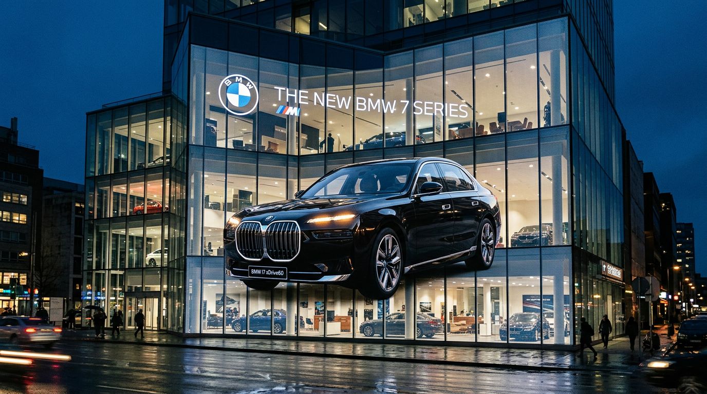 Multi-storey BMW holographic transparent LED facade