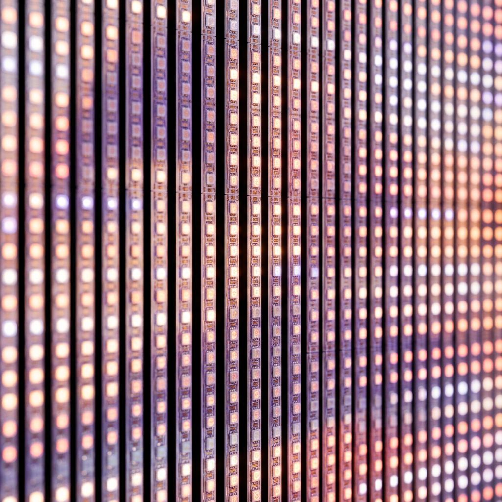 Mesh LED brightness close-up