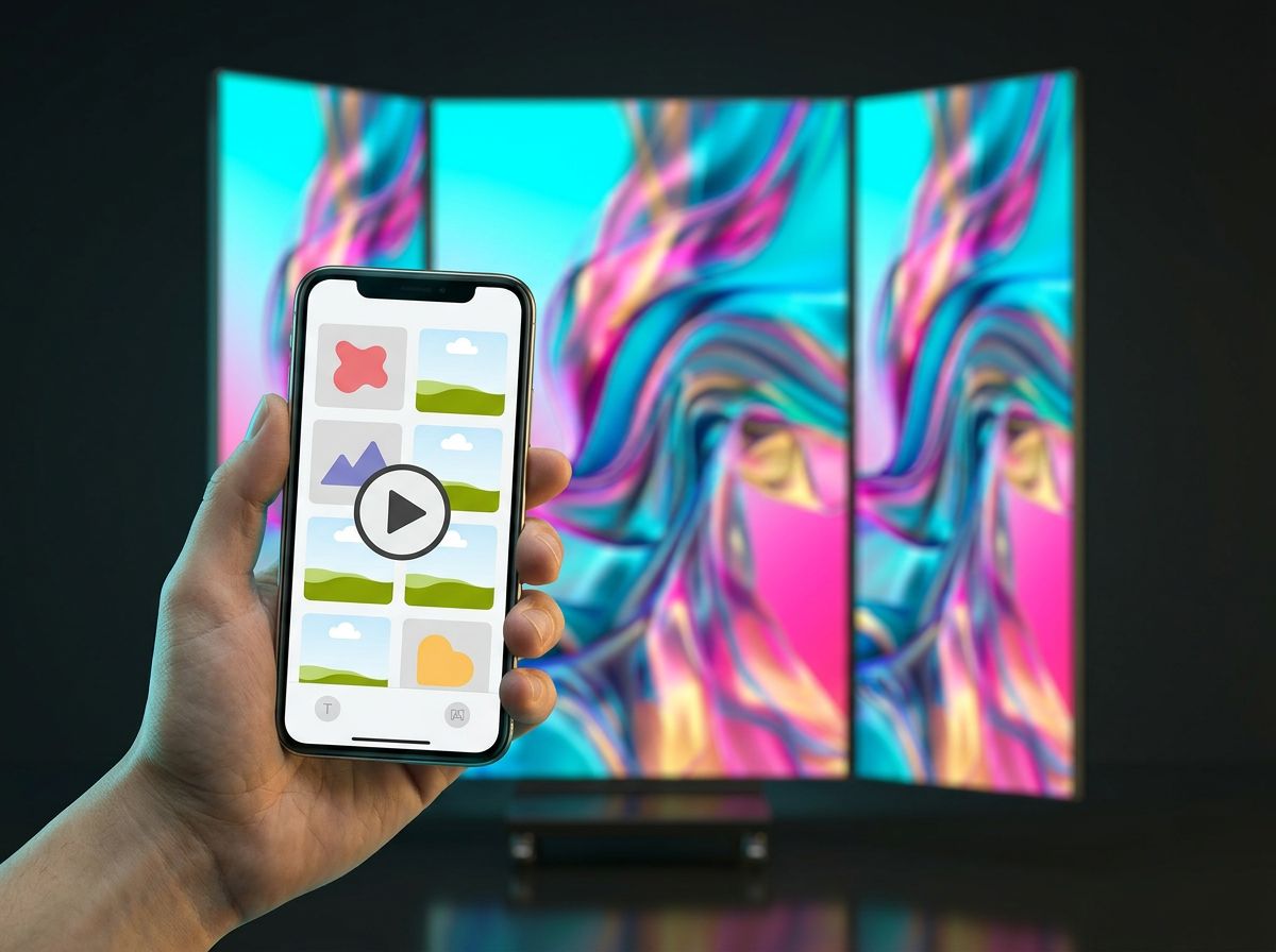 Controlling the LED poster from a mobile app with one-tap upload